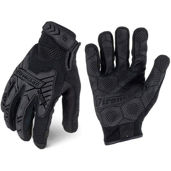 ironCLAD - Size S (7) Synthetic Leather Work Gloves - For Mechanic's & Lifting, Uncoated, Hook & Loop Cuff, Full Fingered, Black, Paired - All Tool & Supply