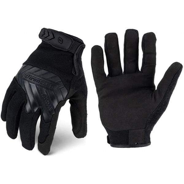 ironCLAD - Size L Synthetic Leather Work Gloves - For Mechanic's & Lifting, Uncoated, Hook & Loop Cuff, Full Fingered, Black, Paired - All Tool & Supply