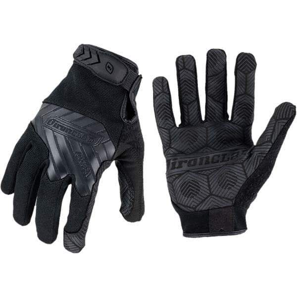 ironCLAD - Size L Synthetic Leather Work Gloves - For Mechanic's & Lifting, Uncoated, Hook & Loop Cuff, Full Fingered, Black, Paired - All Tool & Supply