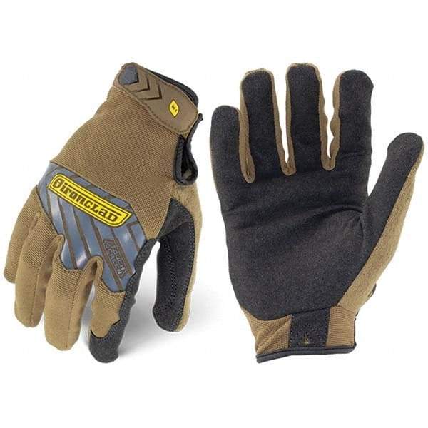 ironCLAD - Size L (9) Synthetic Leather Work Gloves - For Mechanic's & Lifting, Uncoated, Hook & Loop Cuff, Full Fingered, Coyote, Paired - All Tool & Supply