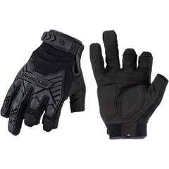 ironCLAD - Size L (9) Synthetic Leather Work Gloves - For Mechanic's & Lifting, Uncoated, Hook & Loop Cuff, Full Fingered, Black, Paired - All Tool & Supply