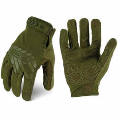 ironCLAD - Size 2XL (11) Synthetic Leather Work Gloves - For Mechanic's & Lifting, Uncoated, Hook & Loop Cuff, Full Fingered, Olive Drab Green, Paired - All Tool & Supply