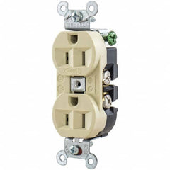 Hubbell Wiring Device-Kellems - 125V 15A NEMA 5-15R Industrial Grade Ivory Straight Blade Duplex Receptacle - All Tool & Supply