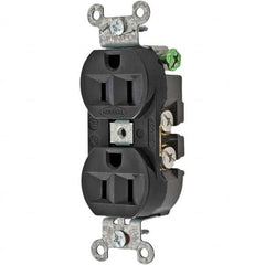 Hubbell Wiring Device-Kellems - 125V 15A NEMA 5-15R Industrial Grade Black Straight Blade Duplex Receptacle - All Tool & Supply