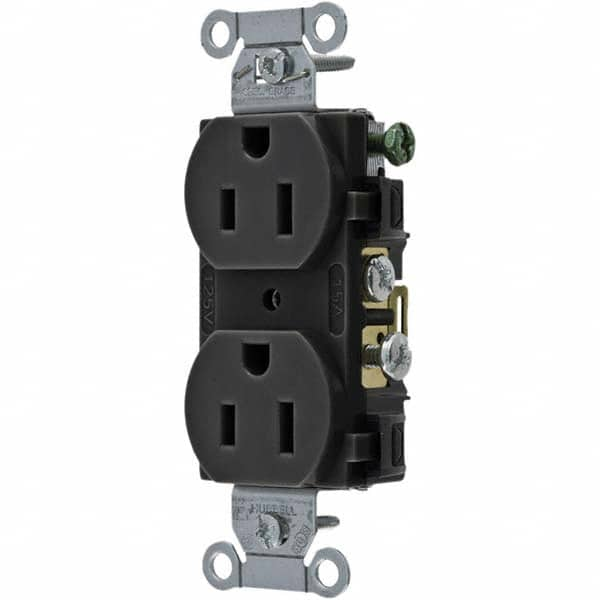 Hubbell Wiring Device-Kellems - 125V 15A NEMA 5-15R Commercial Grade Black Straight Blade Duplex Receptacle - All Tool & Supply