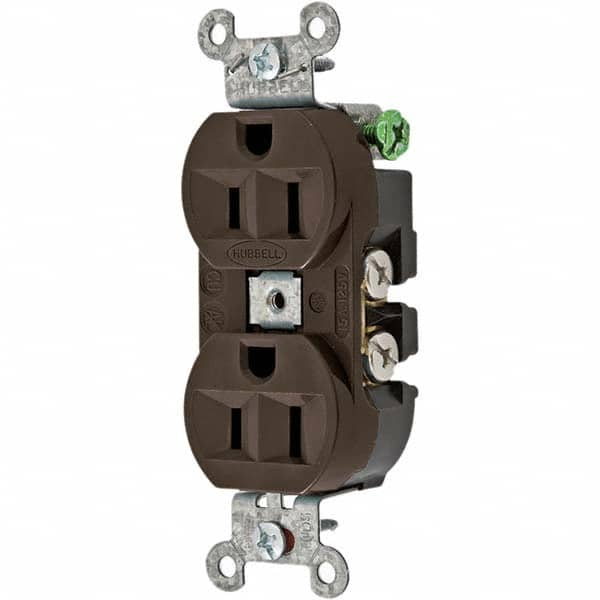 Hubbell Wiring Device-Kellems - 125V 15A NEMA 5-15R Industrial Grade Brown Straight Blade Duplex Receptacle - All Tool & Supply