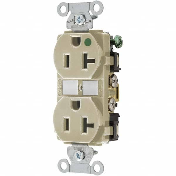 Hubbell Wiring Device-Kellems - 125V 20A NEMA 5-20R Hospital Grade Ivory Straight Blade Duplex Receptacle - All Tool & Supply