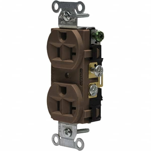 Hubbell Wiring Device-Kellems - 125V 20A NEMA 5-20R Commercial Grade Brown Straight Blade Duplex Receptacle - All Tool & Supply