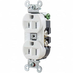 Hubbell Wiring Device-Kellems - 125V 15A NEMA 5-15R Industrial Grade White Straight Blade Duplex Receptacle - All Tool & Supply