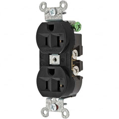 Hubbell Wiring Device-Kellems - 125V 20A NEMA 5-20R Industrial Grade Black Straight Blade Duplex Receptacle - All Tool & Supply