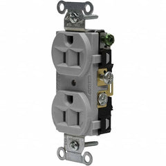 Hubbell Wiring Device-Kellems - 125V 15A NEMA 5-15R Commercial Grade Gray Straight Blade Duplex Receptacle - All Tool & Supply