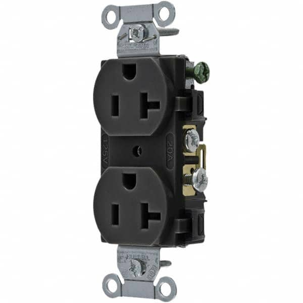 Hubbell Wiring Device-Kellems - 125V 20A NEMA 5-20R Commercial Grade Black Straight Blade Duplex Receptacle - All Tool & Supply