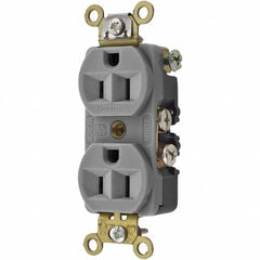 Hubbell Wiring Device-Kellems - 125V 15A NEMA 5-15R Industrial Grade Gray Straight Blade Duplex Receptacle - All Tool & Supply