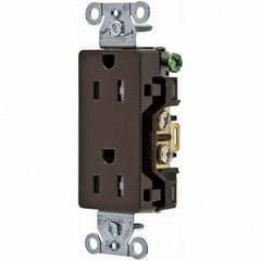 Hubbell Wiring Device-Kellems - 125V 15A NEMA 5-15R Commercial Grade Brown Straight Blade Duplex Receptacle - All Tool & Supply