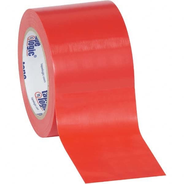 Floor & Aisle Marking Tape: 3″ Wide, 108' Long, 6 mil Thick, Vinyl Red, Non Anti-Slip Surface, Heavy-Duty