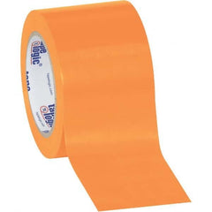 Floor & Aisle Marking Tape: 3″ Wide, 108' Long, 6 mil Thick, Vinyl Orange, Non Anti-Slip Surface, Heavy-Duty