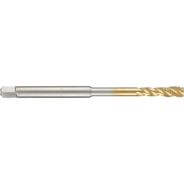 Guhring - 6-32 UNC 3 Flute 2B Modified Bottoming Spiral Flute Tap - High Speed Steel, TiN Finish, 4" OAL, Right Hand Flute, Right Hand Thread, H3/H4, Series 4283 - All Tool & Supply