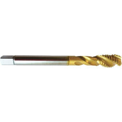 Guhring - 1-12 UNF 4 Flute 2BX Modified Bottoming Spiral Flute Tap - High Speed Steel, TiN Finish, 5.5118" OAL, Right Hand Flute, Right Hand Thread, H7/H8, Series 4393 - All Tool & Supply