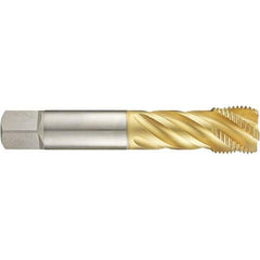 Guhring - 1-1/2-8 UNF 6 Flute 2B Modified Bottoming Spiral Flute Tap - High Speed Steel, TiN Finish, 7.874" OAL, Right Hand Flute, Right Hand Thread, H7, Series 4289 - All Tool & Supply