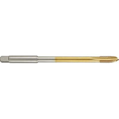 Guhring - 9/16-18 UNF 4 Flute 2B Plug Spiral Point Tap - High Speed Steel, TiN Finish, 6" OAL, Right Hand Thread, H4/H5, Series 4286 - Exact Industrial Supply