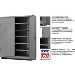 Strong Hold - 5 Shelf Locking Storage Cabinet - Steel, 60" Wide x 24" Deep x 75" High, Medium Gray - All Tool & Supply