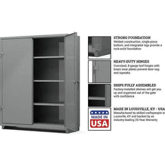 Strong Hold - 3 Shelf Locking Storage Cabinet - Steel, 60" Wide x 24" Deep x 75" High, Medium Gray - All Tool & Supply