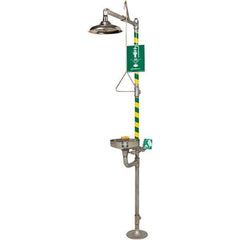 Haws - 23.7 GPM shower Flow, Drench shower, Eye & Face Wash Station - Bowl, Triangular Pull Rod, Push Handle & Foot Pedal Activated, Stainless Steel Pipe, Stainless Steel Shower Head, Corrosion Resistant - All Tool & Supply