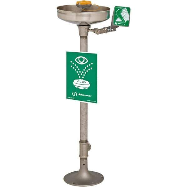 Haws - 15" Wide x 40" High, Pedestal Mount, Stainless Steel Bowl, Eye & Face Wash Station - 11" Inlet, 3.7 GPM Flow Rate - All Tool & Supply