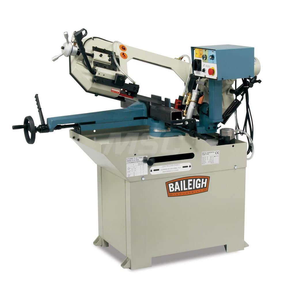 Horizontal Bandsaw: 10.23 x 4.33″ Rectangular, Geared Head Drive 1 Phase, Coolant System