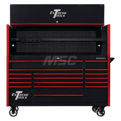 Tool Storage Combos & Systems; Type: Roller Cabinet with Hutch Combo; Drawers Range: 16 Drawers or More; Number of Pieces: 2.000; Width Range: 72″ and Wider; Depth Range: 18″ - 23.9″; Height Range: 60″ and Higher; Color: Combo Black with Red Trim; Type: R