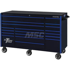 Tool Roller Cabinet: 19 Drawers Black & Blue