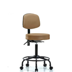 Lab Stool: Vinyl, 25″ Seat Width, 25″ Seat Depth Round Height