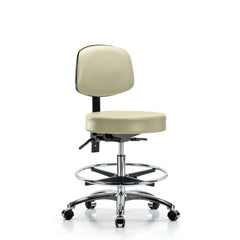 Lab Stool: Vinyl, 25″ Seat Width, 25″ Seat Depth Round Height