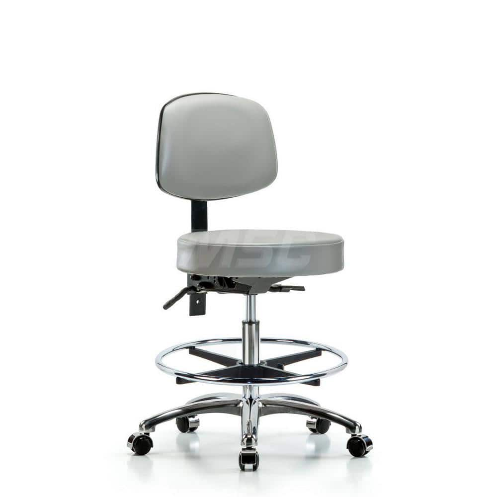 Lab Stool: Vinyl, 25″ Seat Width, 25″ Seat Depth Round Height