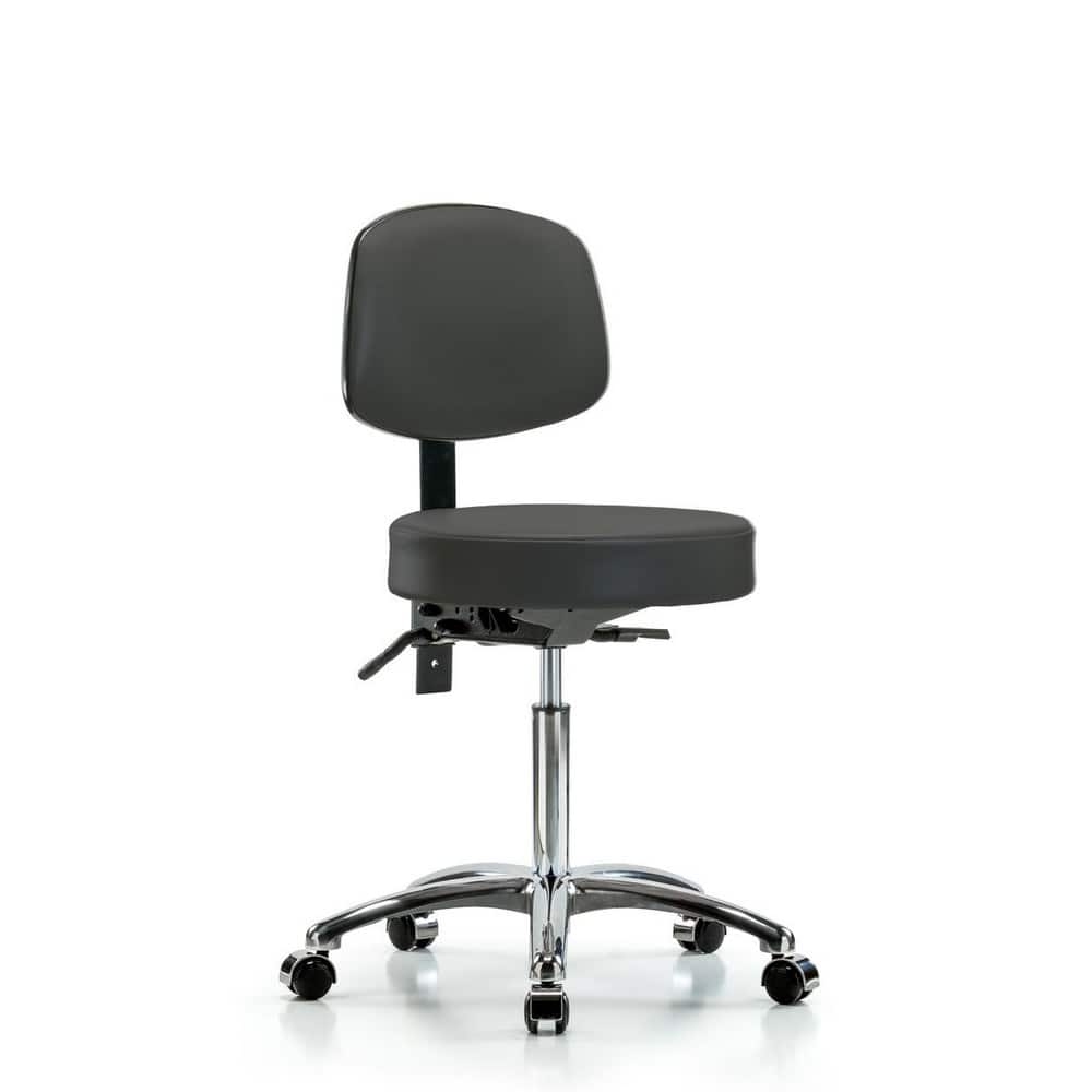 Lab Stool: Vinyl, 25″ Seat Width, 25″ Seat Depth Round Height