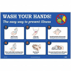 NMC - "Wash Your Hands! - The Easy Way to Prevent Illness", 18" Wide x 12" High, Vinyl Safety Sign - All Tool & Supply