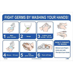 NMC - "Fight Germs By Washing Your Hands!", 18" Wide x 12" High, Vinyl Safety Sign - All Tool & Supply