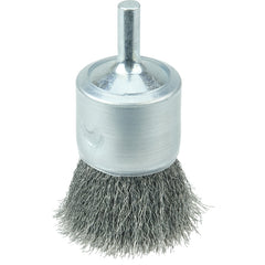 1″ Coated Cup Crimped Wire End Brush, .006″ Steel Fill - All Tool & Supply