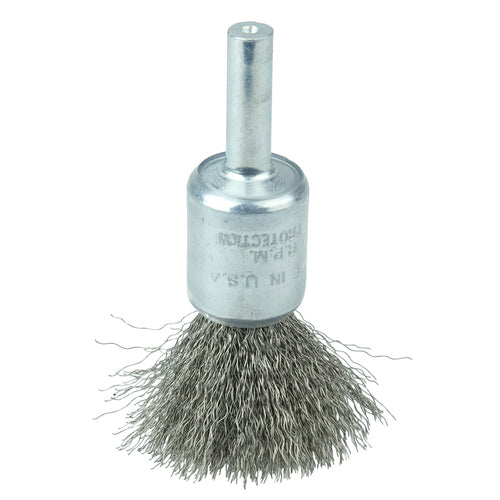 1/2″ Coated Cup Crimped Wire End Brush, .006″ Stainless Steel Fill - All Tool & Supply