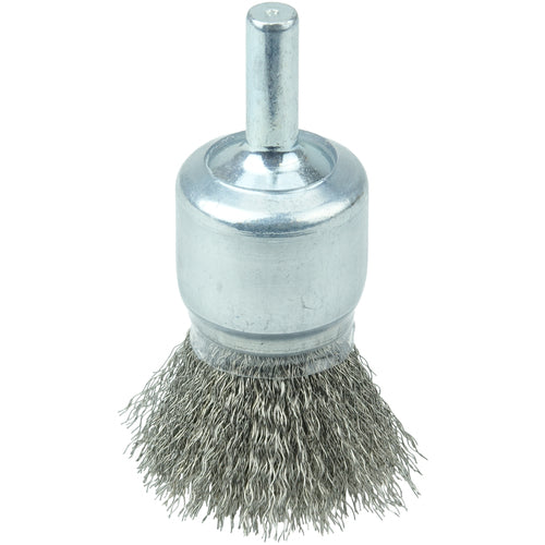 3/4″ Coated Cup Crimped Wire End Brush, .006″ Stainless Steel Fill - All Tool & Supply