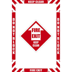 NMC - Adhesive Backed Floor Signs; Message Type: Accident Prevention ; Graphic Type: Arrow ; Message or Graphic: Message & Graphic ; Legend: Fire Exit Keep Clear ; Color: Red; White ; Special Color Properties: No Special Properties - Exact Industrial Supply