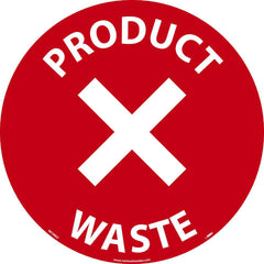 NMC - Adhesive Backed Floor Signs; Message Type: Restroom, Janitorial & Housekeeping ; Graphic Type: X Symbol ; Message or Graphic: Message & Graphic ; Legend: Product Waste ; Color: Red; White ; Special Color Properties: No Special Properties - Exact Industrial Supply