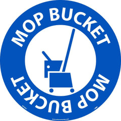 NMC - Adhesive Backed Floor Signs; Message Type: Restroom, Janitorial & Housekeeping ; Graphic Type: Mop Bucket ; Message or Graphic: Message & Graphic ; Legend: Mop Bucket ; Color: Blue; White ; Special Color Properties: No Special Properties - Exact Industrial Supply