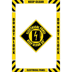 NMC - Adhesive Backed Floor Signs; Message Type: Accident Prevention ; Graphic Type: Arc Flash ; Message or Graphic: Message & Graphic ; Legend: Electrical Panel Keep Clear ; Color: Black; Yellow ; Special Color Properties: No Special Properties - Exact Industrial Supply