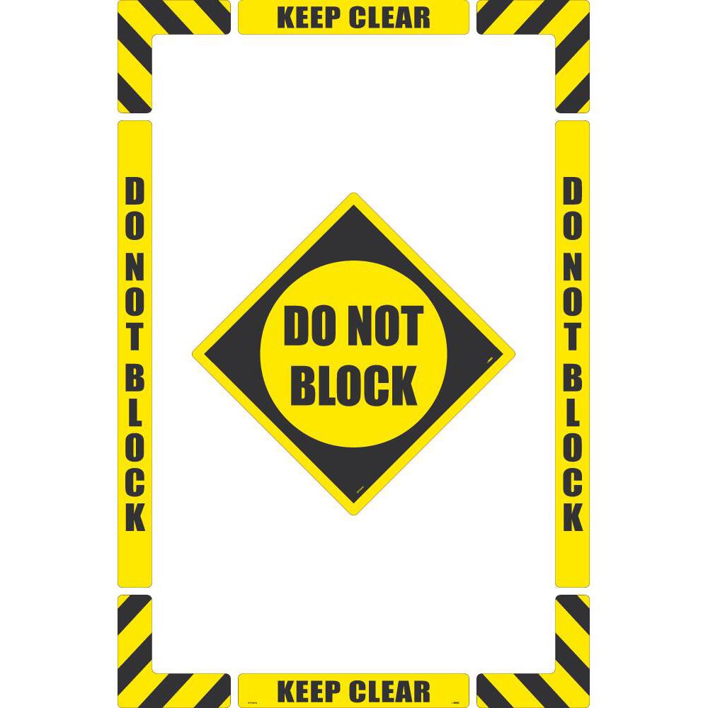 NMC - Adhesive Backed Floor Signs; Message Type: Accident Prevention ; Graphic Type: None ; Message or Graphic: Message Only ; Legend: Do Not Block ; Color: Black; Yellow ; Special Color Properties: No Special Properties - Exact Industrial Supply