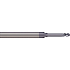 Ball End Mill: 0.25″ Dia, 0.25″ LOC, 2 Flute, Solid Carbide 3″ OAL, 1/4″ Shank Dia, 20 ° Helix, nACRo Coated, Single End