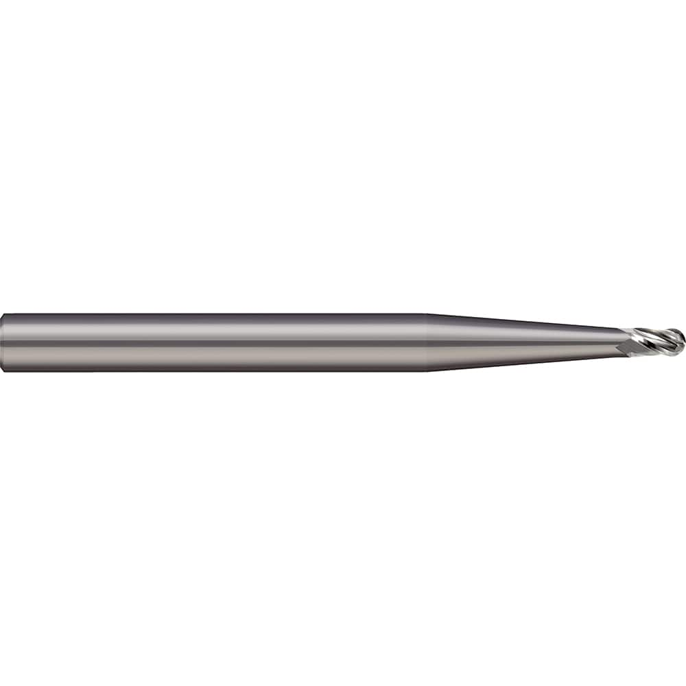 Micro 100 - Ball End Mills; Mill Diameter (mm): 0.80 ; Mill Diameter (Inch): 1/32 ; Mill Diameter (Decimal Inch): 0.0310 ; Number of Flutes: 2 ; Length of Cut (mm): 1.2000 ; Length of Cut (Inch): 3/64 - Exact Industrial Supply