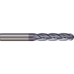 Ball End Mill: 0.4724″ Dia, 1.9685″ LOC, 3 Flute, Solid Carbide 100 mm OAL, 12 mm Shank Dia, 30 ° Helix, AlTiN Coated, Single End