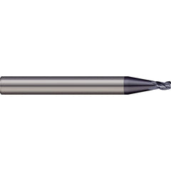 Corner Radius End Mill: 1/16″ Dia, 3/32″ LOC, 0.005″ Radius, 2 Flutes, Solid Carbide 1-1/2″ OAL, 1/8″ Shank Dia, 20 ° Helix, nACRo Coated, Corner Radius End