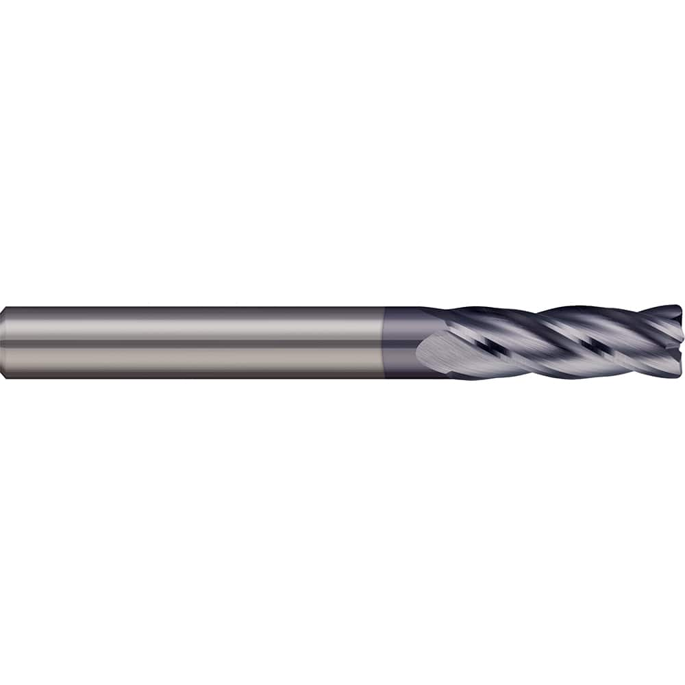 Corner Radius End Mill: 3/8″ Dia, 7/8″ LOC, 0.03″ Radius, 4 Flutes, Solid Carbide 2-1/2″ OAL, 3/8″ Shank Dia, 30 ° Helix, AlTiN Coated, Corner Radius End